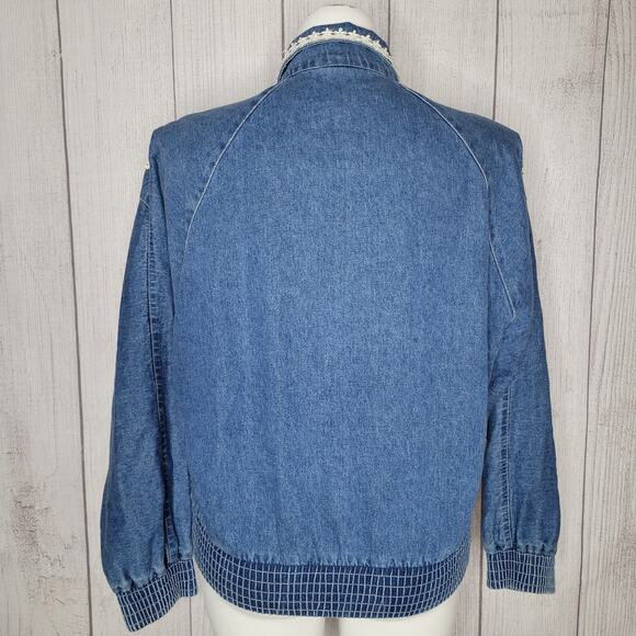 Vintage Floral Embroidered Blue Denim Rodeo Western Rodeo Jacket Womens Size S - Picture 8 of 12